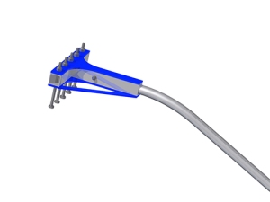 This system was relatively simple to design, however the arm that the grabber claw was attached to was cut down and curved to fit within the design constraints given.